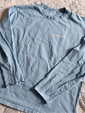 YoungLA Light Blue Long Sleeve Crewneck Tee Men’s Large Gym Athletic Training